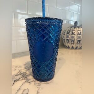 New Starbucks JEWELED AZURE Blue Tumbler Coffee Cup HOLIDAY 2022 Collection
